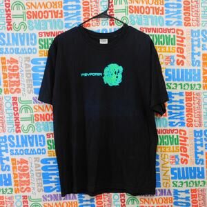 Vintage Y2K Psyforia Boston T Shirt Size L Black Double Sided Trance Psytrance